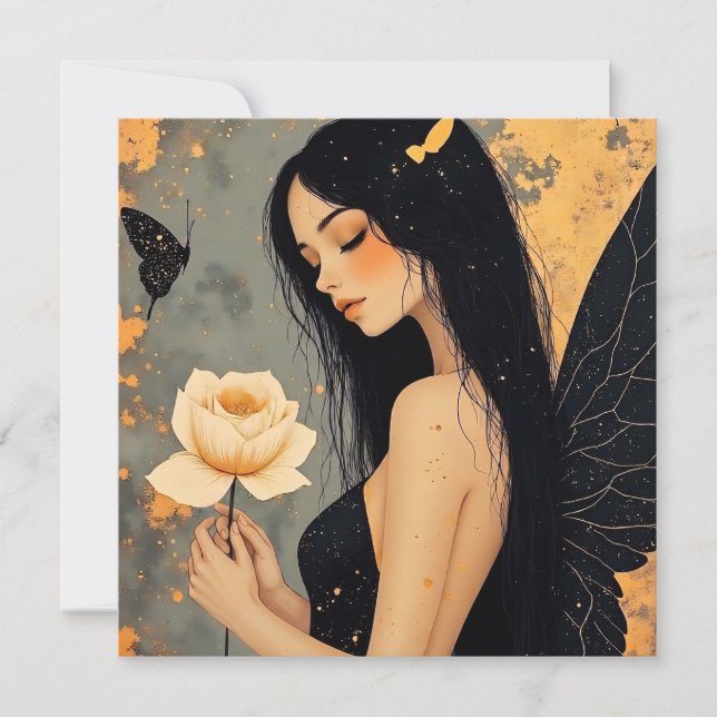 Carte Ange gothique et Rose Vide (Devant)