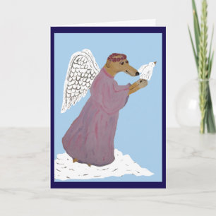 Carte Ange Greyhound avec Colombe Blanche
