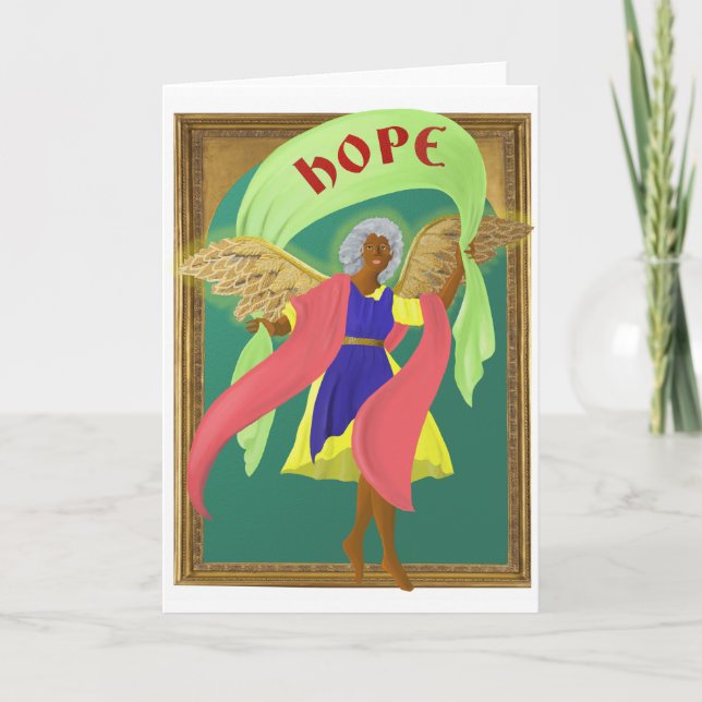 Carte Ange HOPE de Noël (vide à l'intérieur) (Devant)