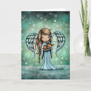 Carte Ange tenant Noël de faon
