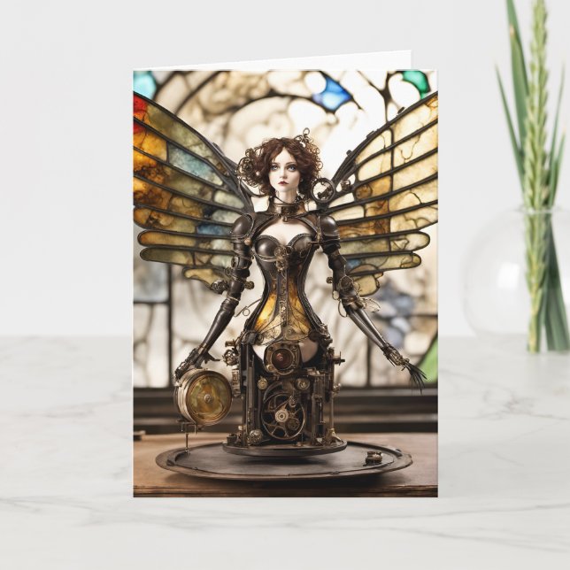Carte Angel Steampunk Mélange Média Blanc À L'Intérieur (Devant)