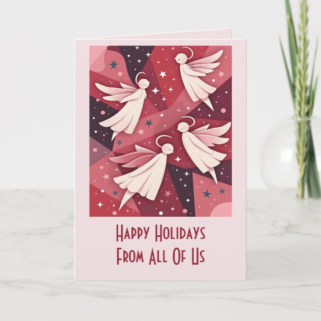 Carte Angelic Figures Mid-Century Modern Kitschmas (Devant)