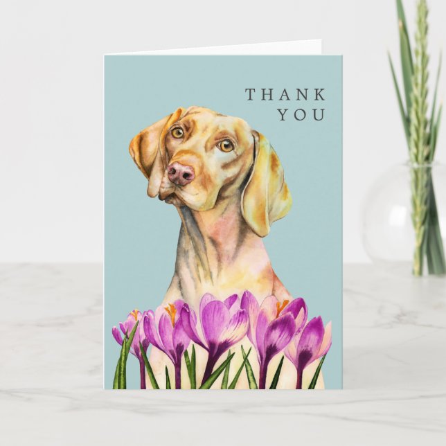 Carte Angélique | Vizsla Chien et Crocus Aquarelle Art (Devant)