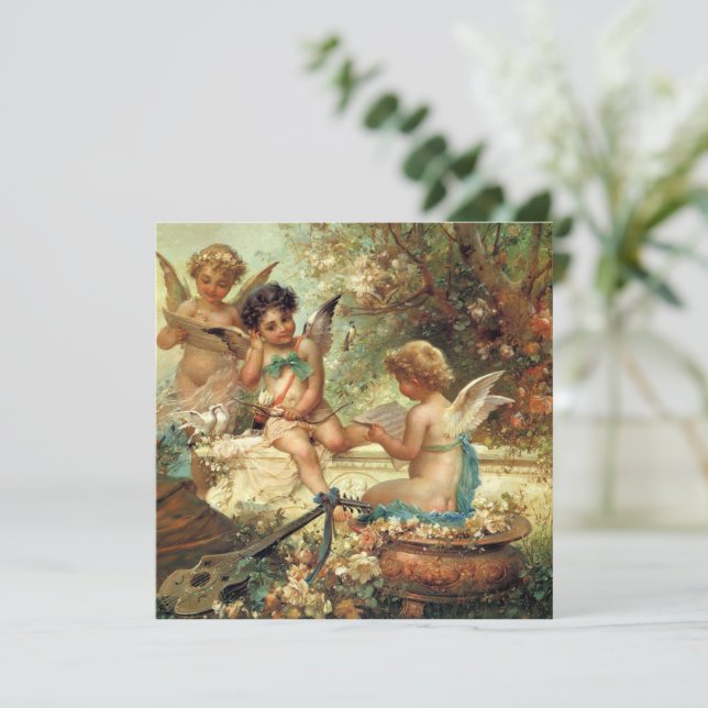 Carte Angels de musicien par Hans Zatzka, Art Victorien (Debout devant)