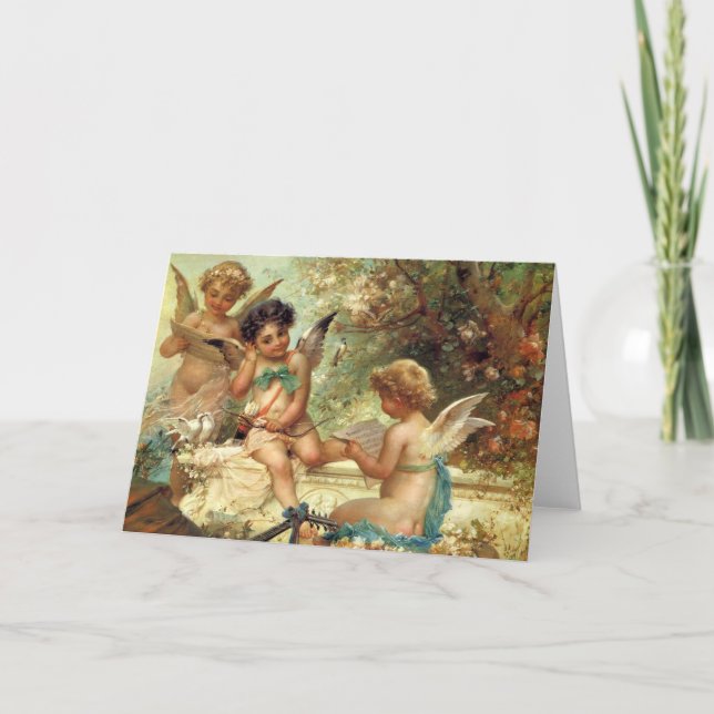 Carte Angels de musicien par Hans Zatzka, Art Victorien (Devant)