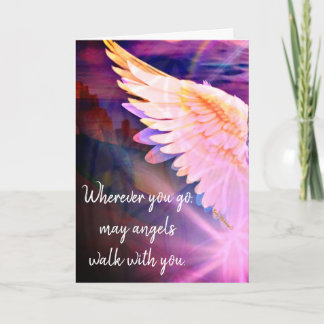 Carte Angels Walk With You Guardian Angel Pink Wing