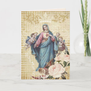 Carte Anges bénis religieux de Vierge Marie de jour de