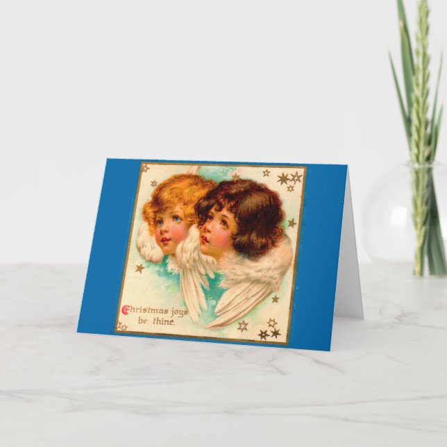 Carte Anges victoriens Noël Joys Be Thine (Devant)
