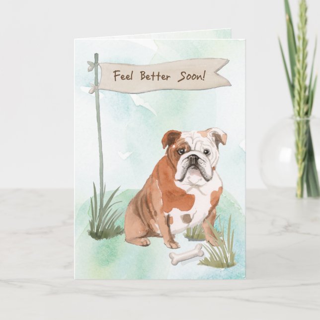 Carte Anglais Bulldog se sentent mieux après la chirurgi (Devant)