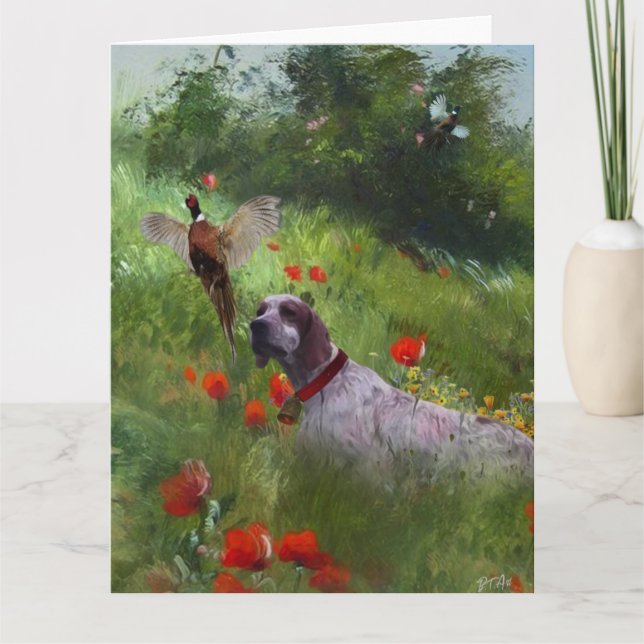 Carte Anglais Setter, Chasse de faisan (Devant)