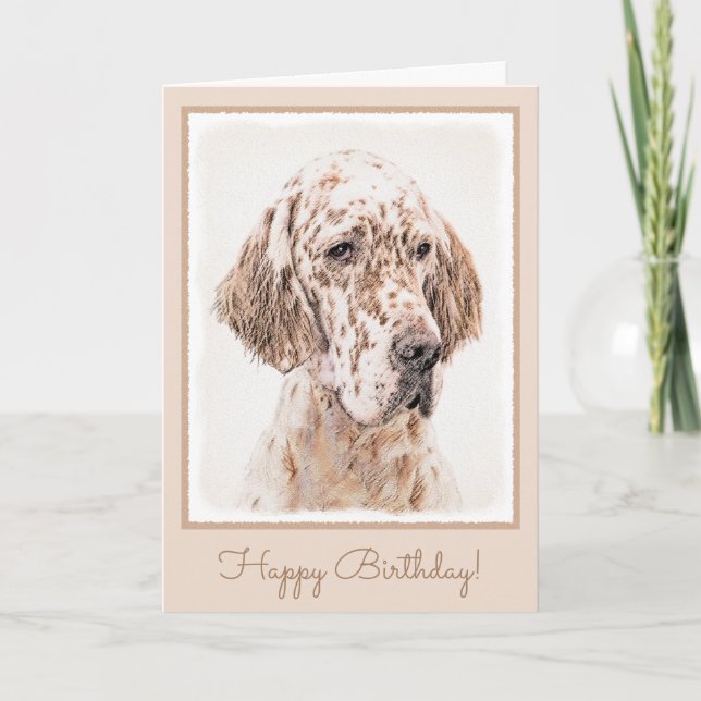 Carte Anglais Setter Orange Belton Peinture Chien Art (Devant)