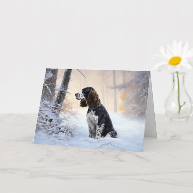 Carte Anglais Springer Spaniel Laissez-le neiger Noël (Petite plante)