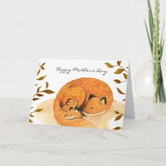 Carte animal forestier bois renard fox mère jour