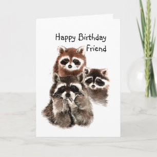 Carte Animal Raccoon amis sont comme sous-vêtements Humo