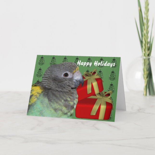 Carte animale de vacances de Noël de perroquet de (Devant)
