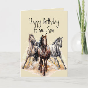 Carte animale Fils Anniversaire des chevaux occide