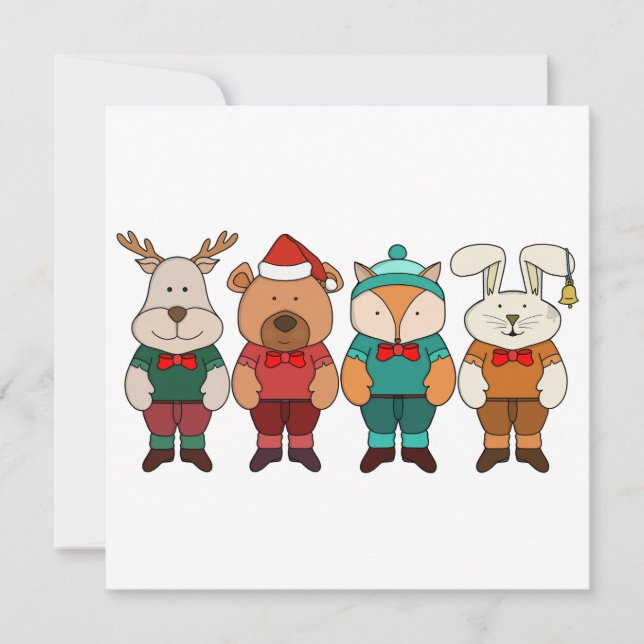 Carte Animaux adorables prêts pour l'hiver (Devant)