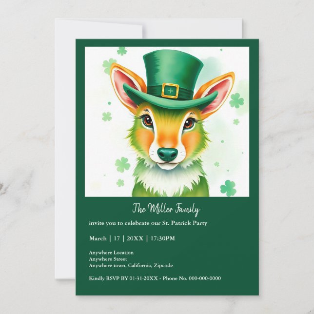 Carte Animaux chanceux déguisés - Saint Patrick’s Day Fu (Devant)