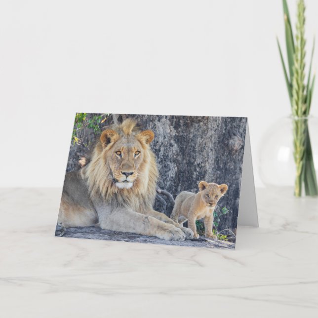 Carte Animaux de bébés cutest | Lion Dad & Cub (Devant)
