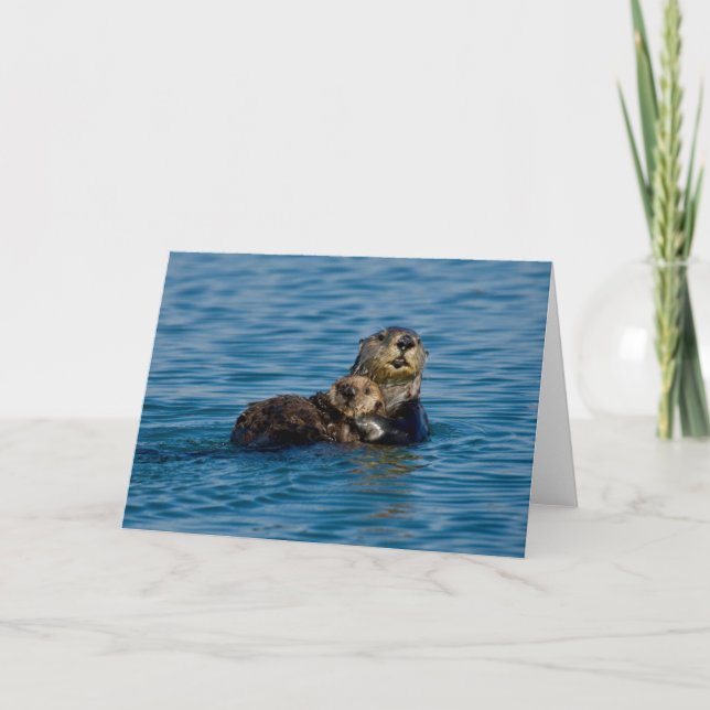 Carte Animaux de bébés cutest | Mère & Bébé Sea Otter (Devant)