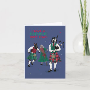 Carte Animaux de compagnie en Kilts Jouer Bagpipes Bonni