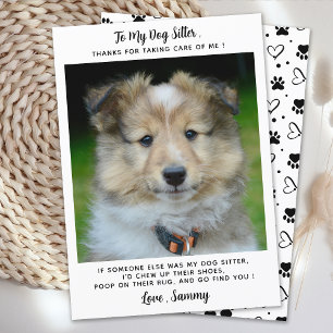 Carte Animaux de compagnie Sitter Personnalisé Chien Chi