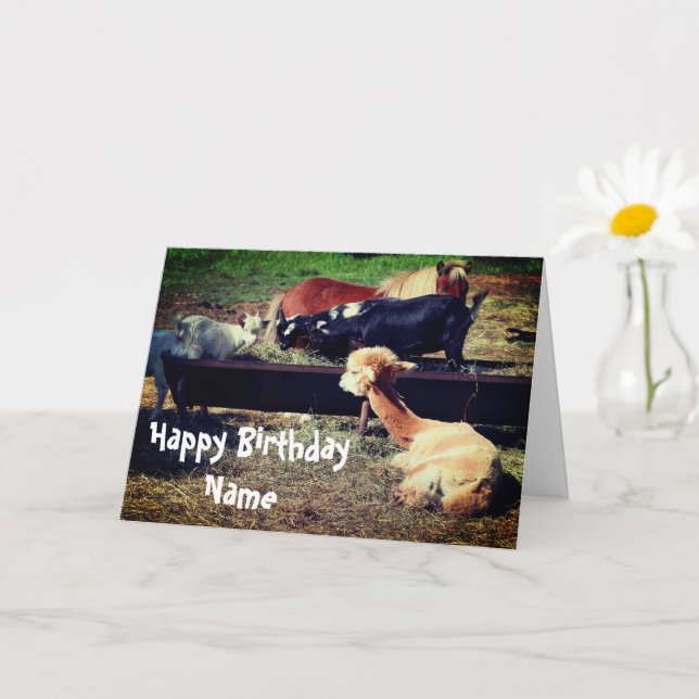 Carte Animaux de ferme amis Anniversaire personnalisé (Petite plante)