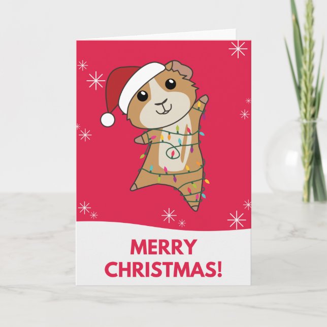 Carte Animaux d'hiver de Noël de porc de Guinée (Devant)