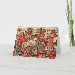 Carte ANIMAUX D'IMAGINAIRE, CHEVAUX, BOIS Rouge Vert Flo