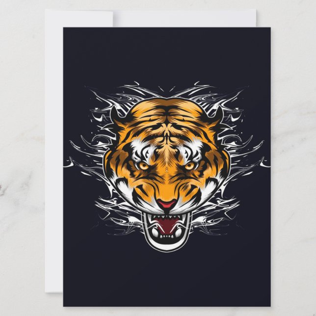 Carte Animaux Mignon Tigre | Dans Baignoire Mur  (Devant)