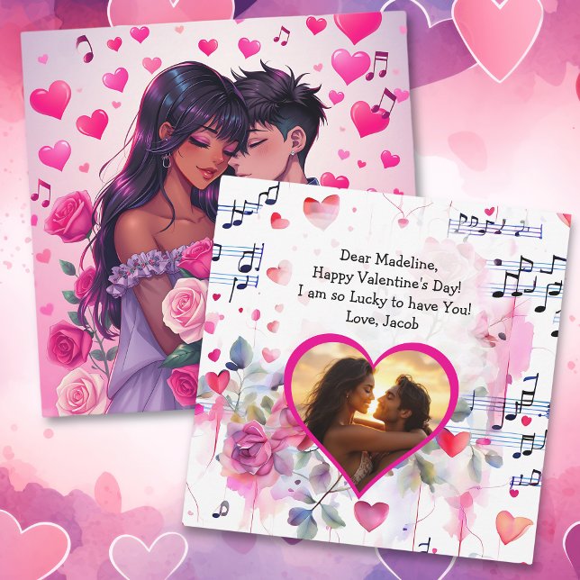 Carte Anime Bi-Raciale Cute Personnalisée Saint-Valentin (Créateur téléchargé)