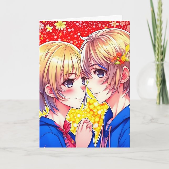 Carte Anime Couple LGBT Saint Valentin (Devant)