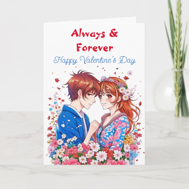 Carte Anime de Saint-Valentin toujours et pour toujours (Devant)