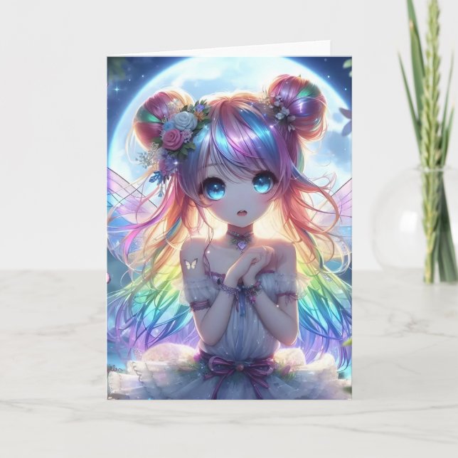 Carte Anime Girl Arc-en-ciel Chanter Lune Fée (Devant)