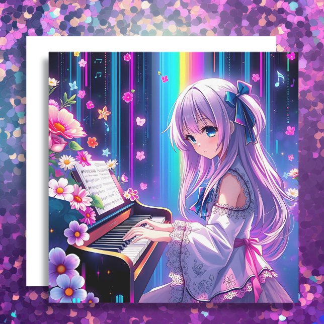 Carte Anime Girl Jouer Piano (Créateur téléchargé)