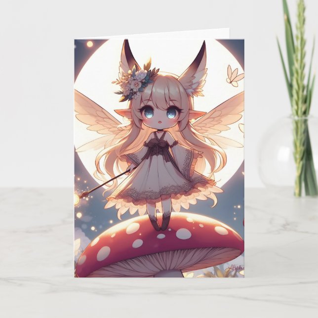 Carte Anime Girl Pixie Hippie Lune Fée (Devant)