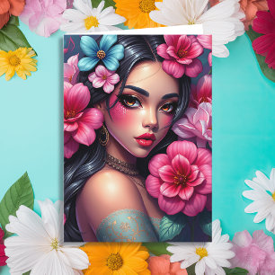 Carte Anime hispanique fille Pensez à vous