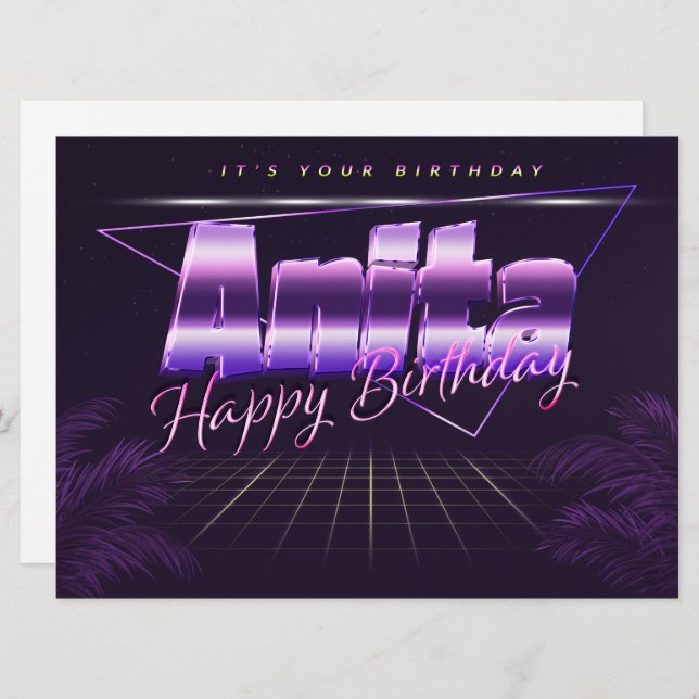 Carte Anita Prénom Date de la rétro-carte (Devant / Derrière)