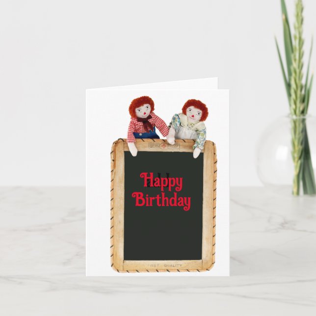 Carte Ann & Andy Raggedy sur tableau noir autorise (Devant)
