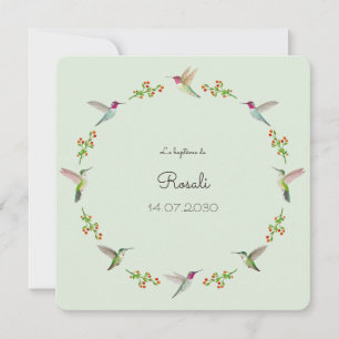Carte Anna's Hummingbirds Baptism with Baby Photo