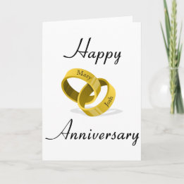 Carte Anneaux de mariage entrelacés - Noms personnalisés