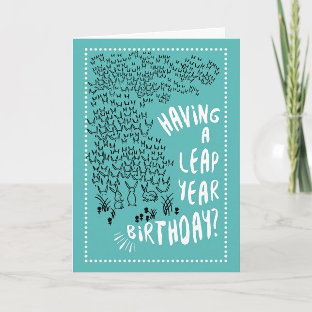 Carte Année bissextile Lapins Anniversaire (Devant)