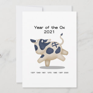 Carte Année du bœuf Cute Zodiaque 2021 Personnalisé