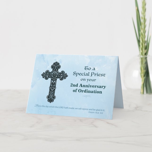 Carte Année personnalisée Ordination Anniversaire Prêtre (Devant)