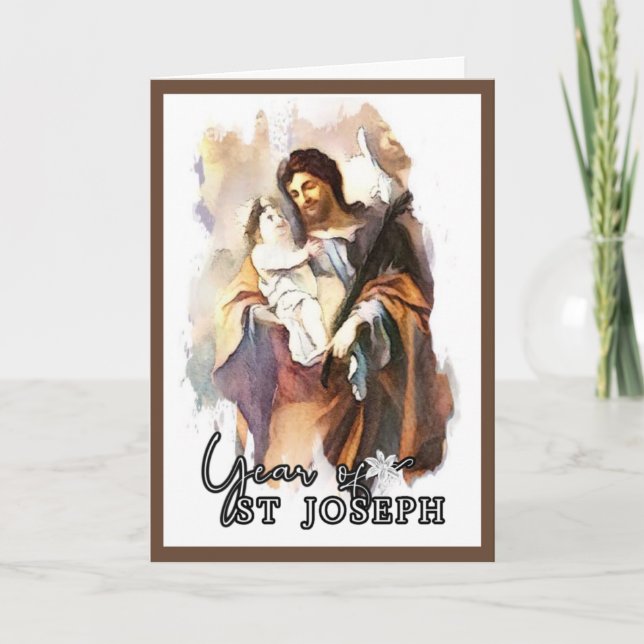 Carte Année religieuse de saint Joseph Enfant Jésus cath (Devant)