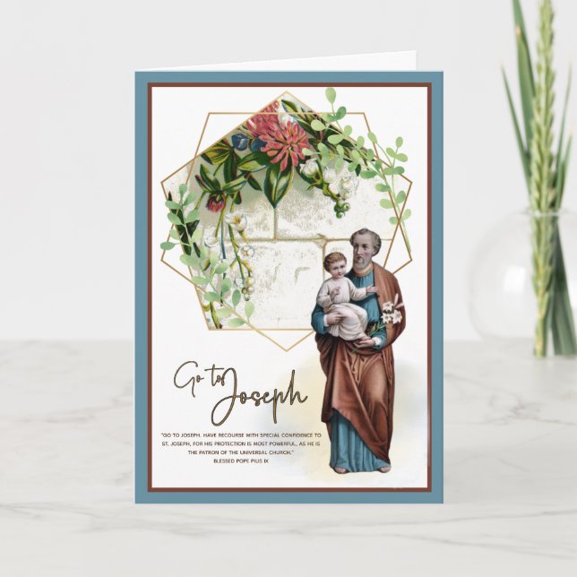 Carte Année religieuse de saint Joseph Enfant Jésus cath (Devant)
