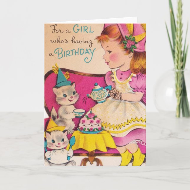 Carte Années 1940 Vintage fille d'anniversaire (Devant)