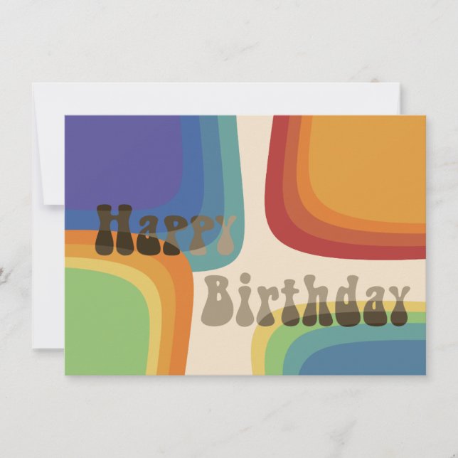 Carte années 70 à motif carré arc-en-ciel (Devant)