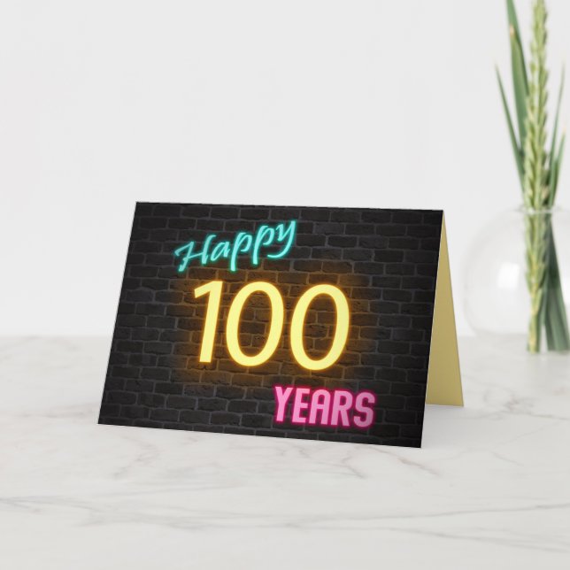 Carte Anniversaire 100 néon en brique (Devant)