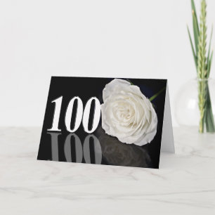 Carte anniversaire 100e avec une rose blanche clas